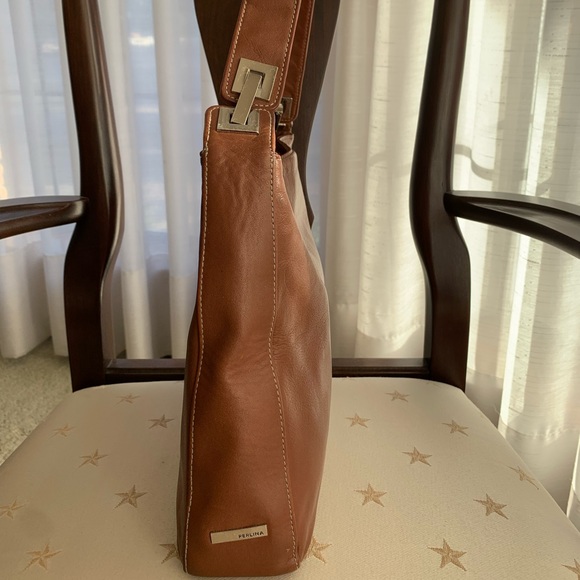 PERLINA New York Brown Leather Shoulder Hobo Tote Bag - Picture 2 of 13
